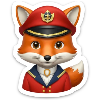 fox wearing a captain's hat sticker