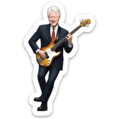 Bill Clinton playing bass sticker
