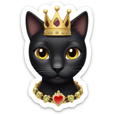 black cat wearing a crown sticker