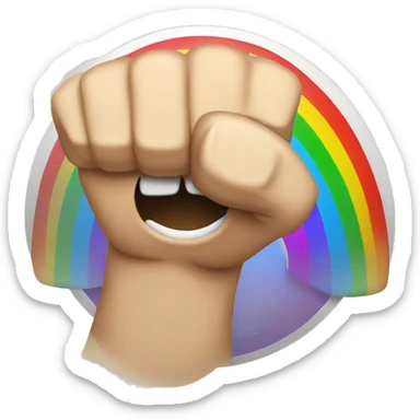 Angry with fist and a rainbow in the back sticker