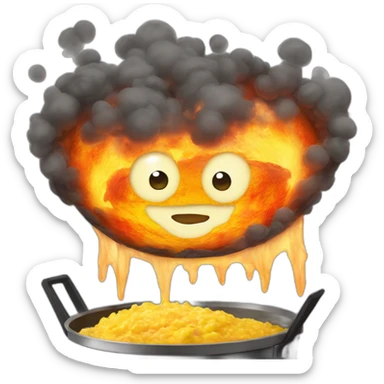 calcifer from howl's moving castle eat scrambled eggs sticker