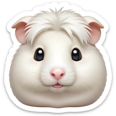 Cinematic Cute White Guinea Pig Portrait Emoji, Head tilted playfully and inquisitively, showcasing a silky, immaculate white fur with a natural glow, round, sparkling dark eyes filled with curiosity, Simplified yet irresistibly adorable features, highly detailed, glowing with a warm, friendly light, high shine, affectionate and lively, stylized with a touch of whimsy, bright and endearing, soft glowing outline, capturing the essence of a mischievous yet loving guinea pig, so playful it feels like it could nuzzle out of the screen and into your arms! sticker