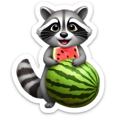 raccoon with a watermelon sticker