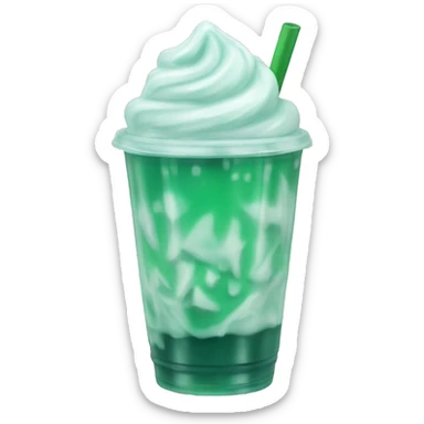 Aesthetic iced macha cup with milk and ice  sticker
