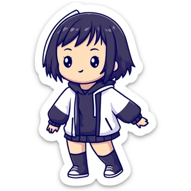 Black anime girl sticker