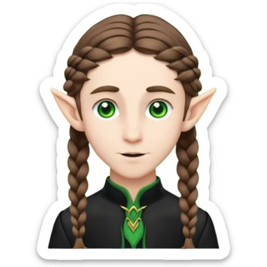 elves with braided brown  hair man black dress  sticker
