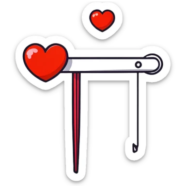 cute bright red hairpin hair clip with small heart decoration sticker