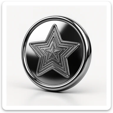 dalgona candy with star shape, chrome style, inspired by Squid Game sticker