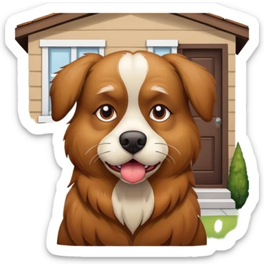 Ugly dog in front of a house sticker