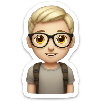 cute boy with round galasses white skin frecles sticker