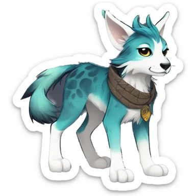 Cool cute Kawaii edgy fantasy animal  fursona Fionbri by griffsnuff & LiLaiRa & Falvie full body sticker