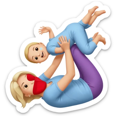Mom holding baby upside down  sticker