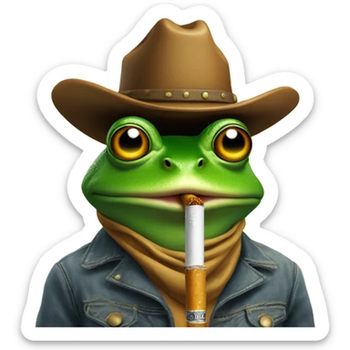 Frog smoking a cigarette with a cowboy hat on sticker