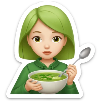 Je veux une fille qui mange une soupe verte sticker