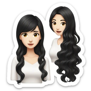 Beautiful girl,Black hair,wavy hair，long hair,Black eyes,Chinese sticker