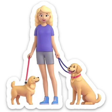 blonde girl with golden retriever dog sticker