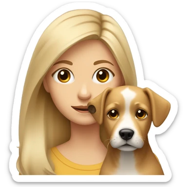 Blonde girl with Scruffy light brown medium sized dog with human eyes sticker