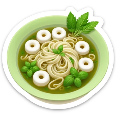 create khmer noodle emoji with green broth and white noodle sticker