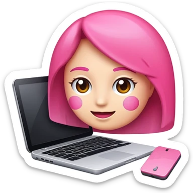 Me podrías hacer un emoji de computadora rosita  sticker