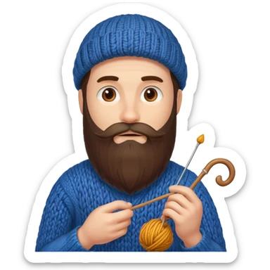 man with beard knitting sticker