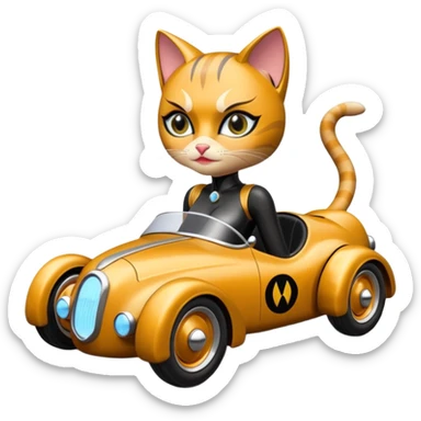 Hot rod Cat Woman’s antique futuristic Catmobile rc car  sticker