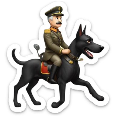 Old german dictator riding a dog sticker