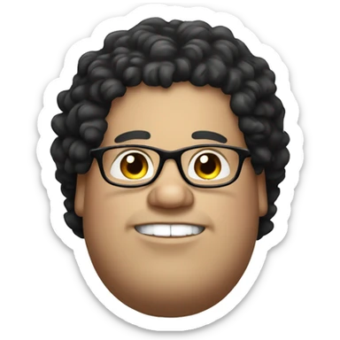 obese white male with Black curly hair and glasses sticker