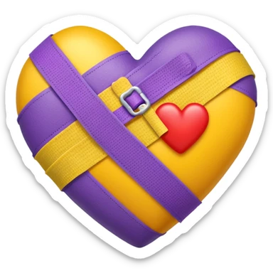 Heart with black, yellow, purple, and a bandage  sticker