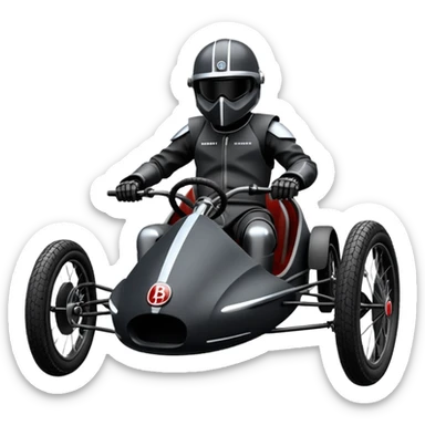 Dark Trooper’s Bugatti electric cyclekart with advanced rugged suspension and steering  sticker