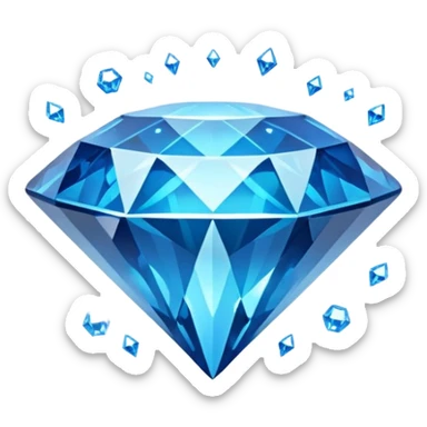 A sparkling blue diamond with a perfect cut, floating in the air. It is surrounded by a light magical glow. A symbol of value and uniqueness. sticker