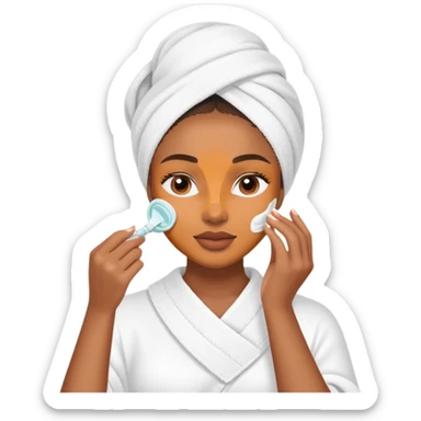 Light Brown skin girl doing skincare sticker