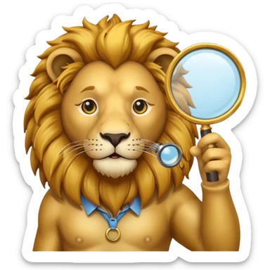 Lion with a magnifying glass sticker