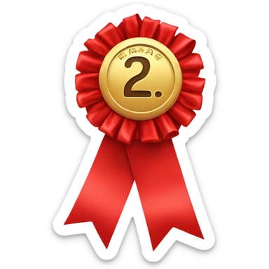 A red award ribbon that says 2nd place  sticker