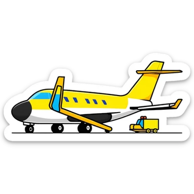 ramp agent with marshalling wands guiding aircraft, wearing bright yellow coat sticker