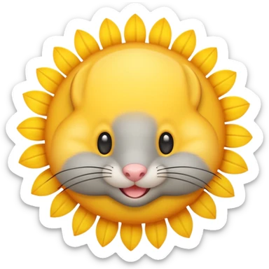 A gray mouse face inside of a sun ☀️ 🐭 sticker