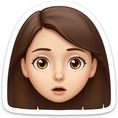 brown eyed girl with medium length brown hair, surprised expression sticker