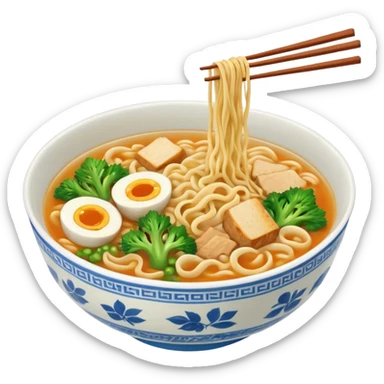 un ramen vegetariano con la taza de color azul verdoso sticker