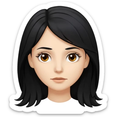 white woman with choppy long black hair and brown eyes sticker