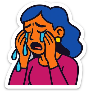 vibrant toon style AI woman crying sticker