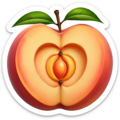 peach split open with glowing seed core sticker