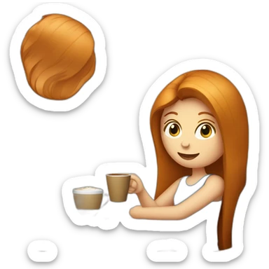 Ginger straight hair and blue eyes woman drinking a coffee  sticker