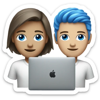 Programmer with blue eyes work with MacBook sticker