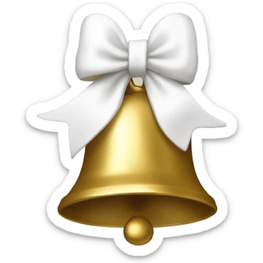 Gold bell with white bow sticker