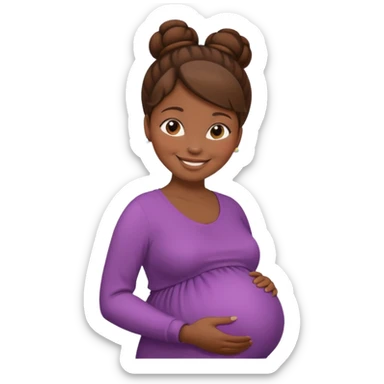 pregnant woman, brown hair, dark skin, bun hair sticker