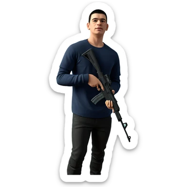 boy with assault rifle sticker