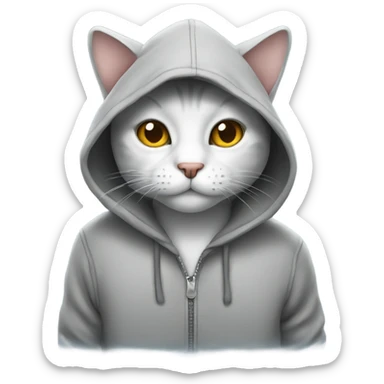 A cat wearing a hoodie sticker