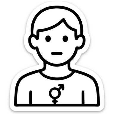icon style illustration of a non-binary person with blue hair, inclusive and clear sticker