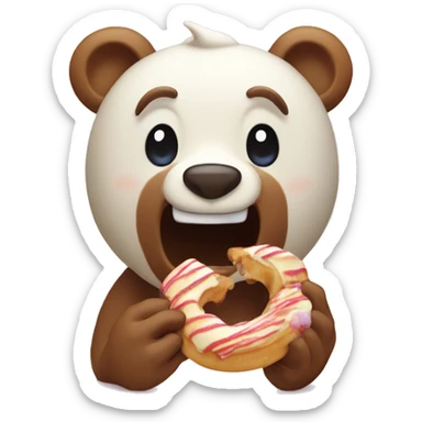 Bear eating a cinnamonroll sticker