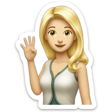beautiful blond full body girl saying hi sticker