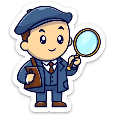 detective with magnifying glass sticker